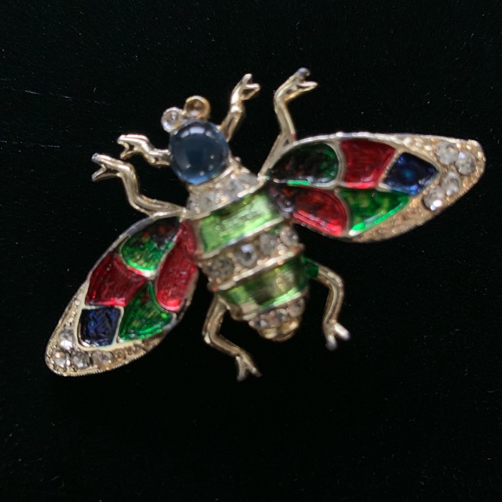 Vintage Crystal Mosaic Bumblebee Pin